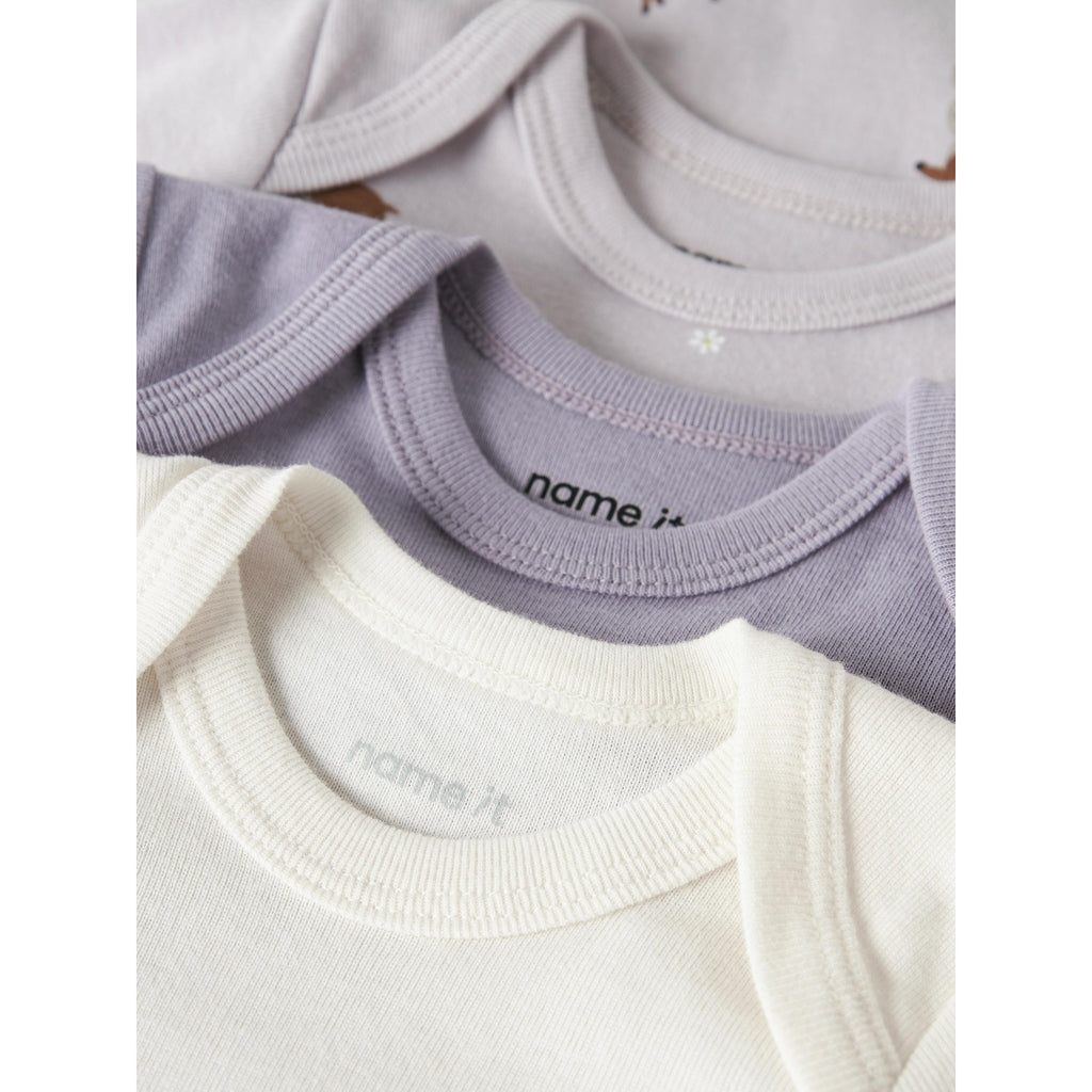 3бр. боди Lilac Marble/Lavender Gray органичен памук