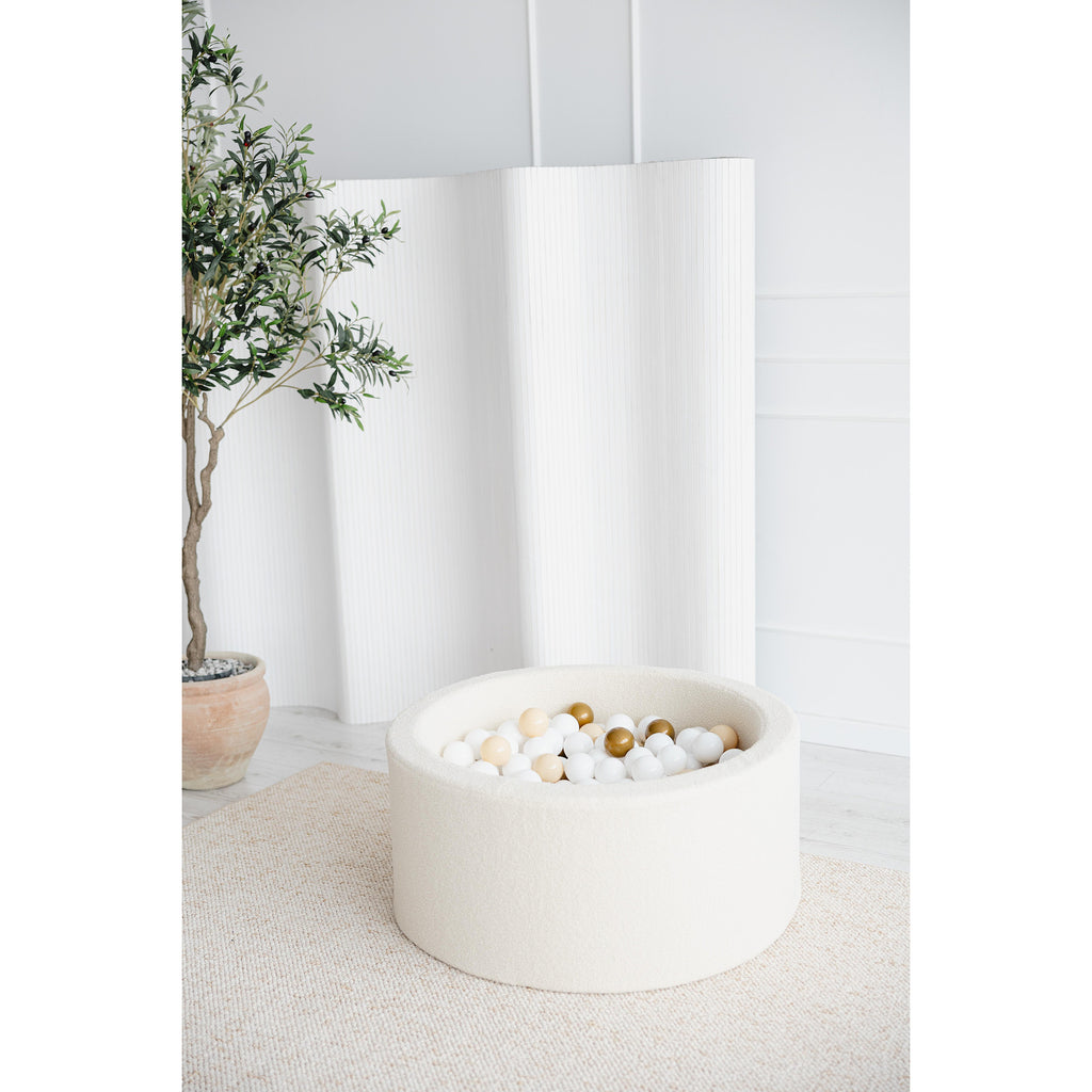 Басейн с топки Bouclé, бял 90x40