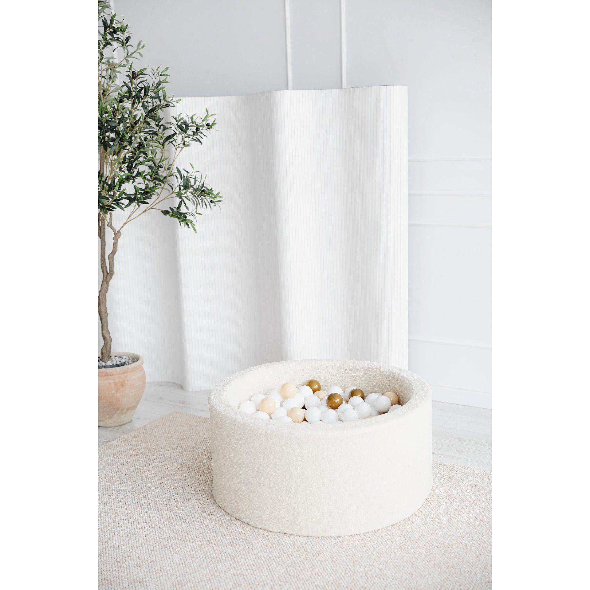 Басейн с топки Bouclé, бял 90x40