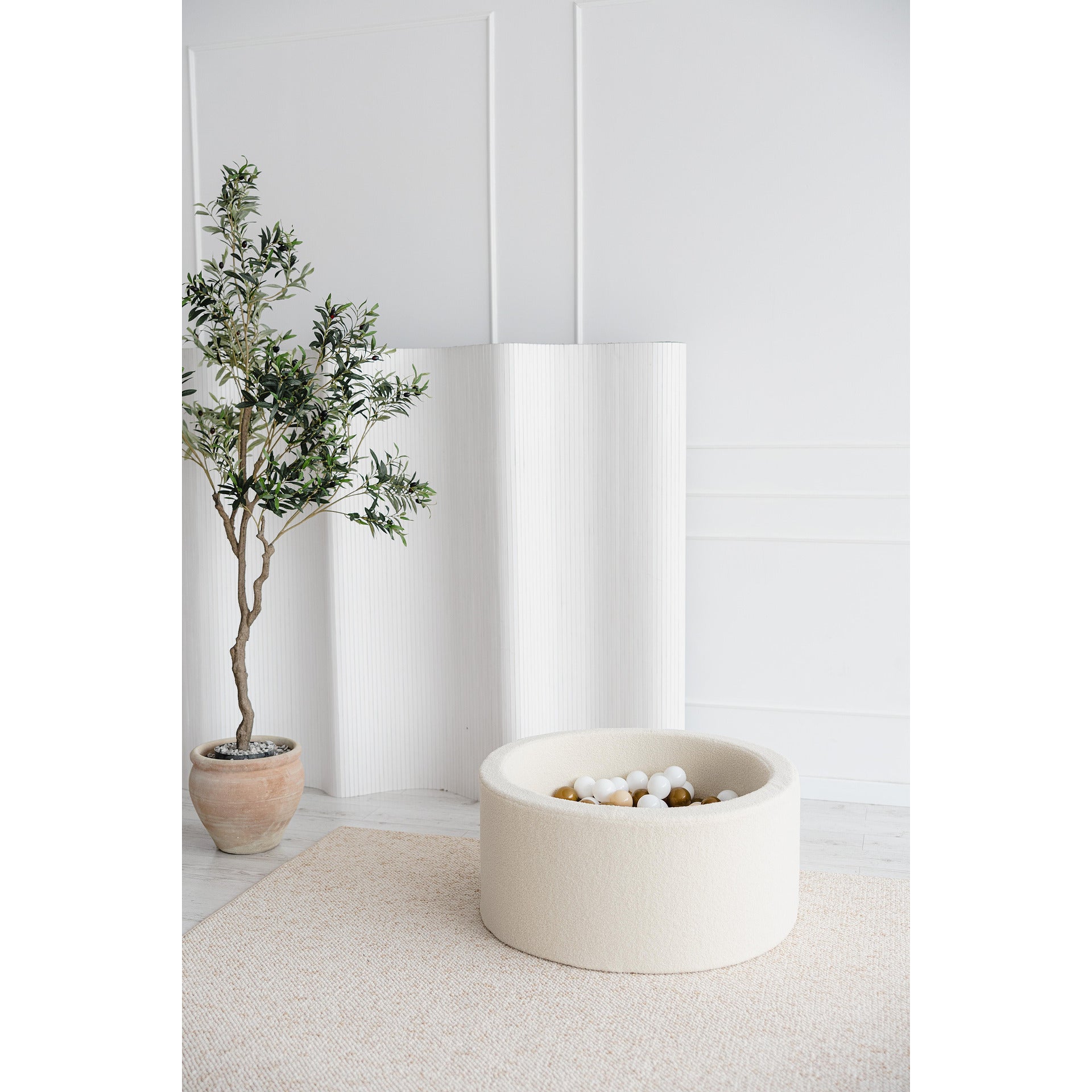 Басейн с топки Bouclé, бял 90x40