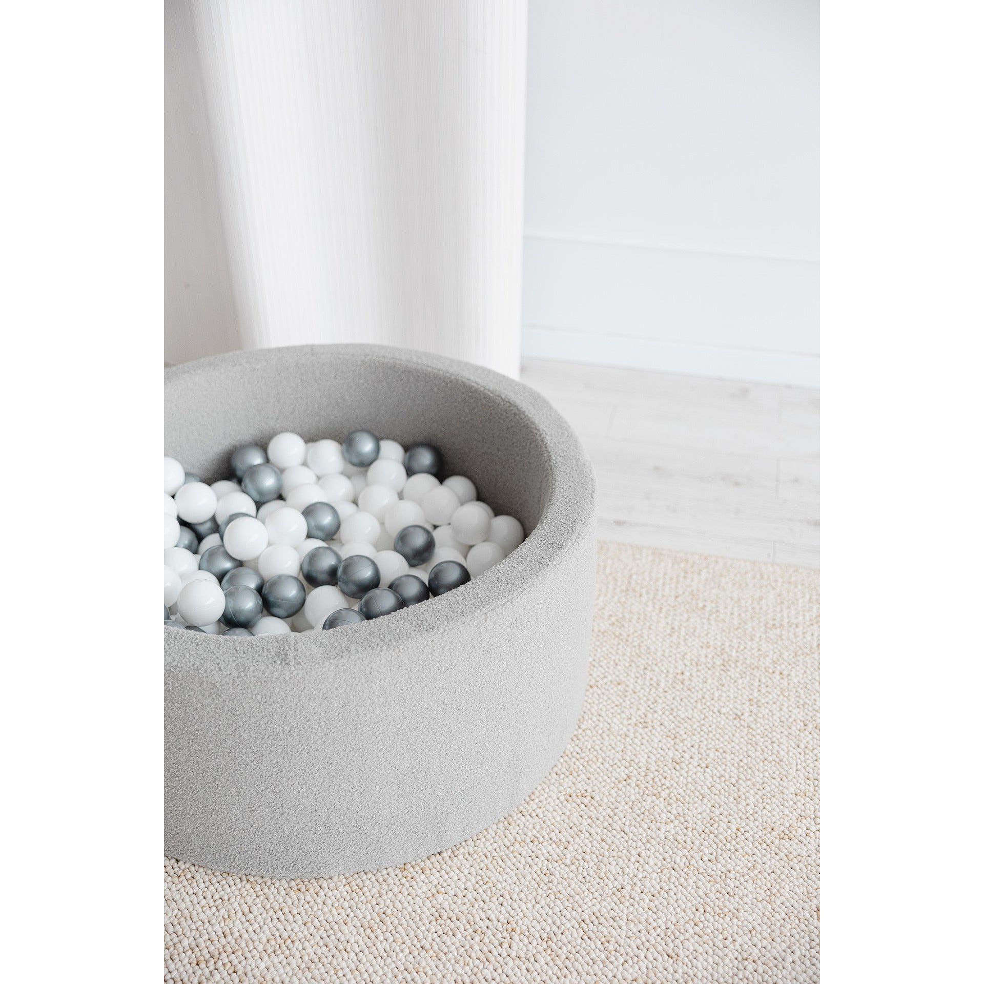 Басейн с топки Bouclé, сив 90x40