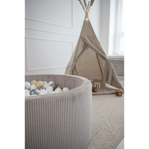 Басейн с топки Rib Velvet, бежов - 90x40 см