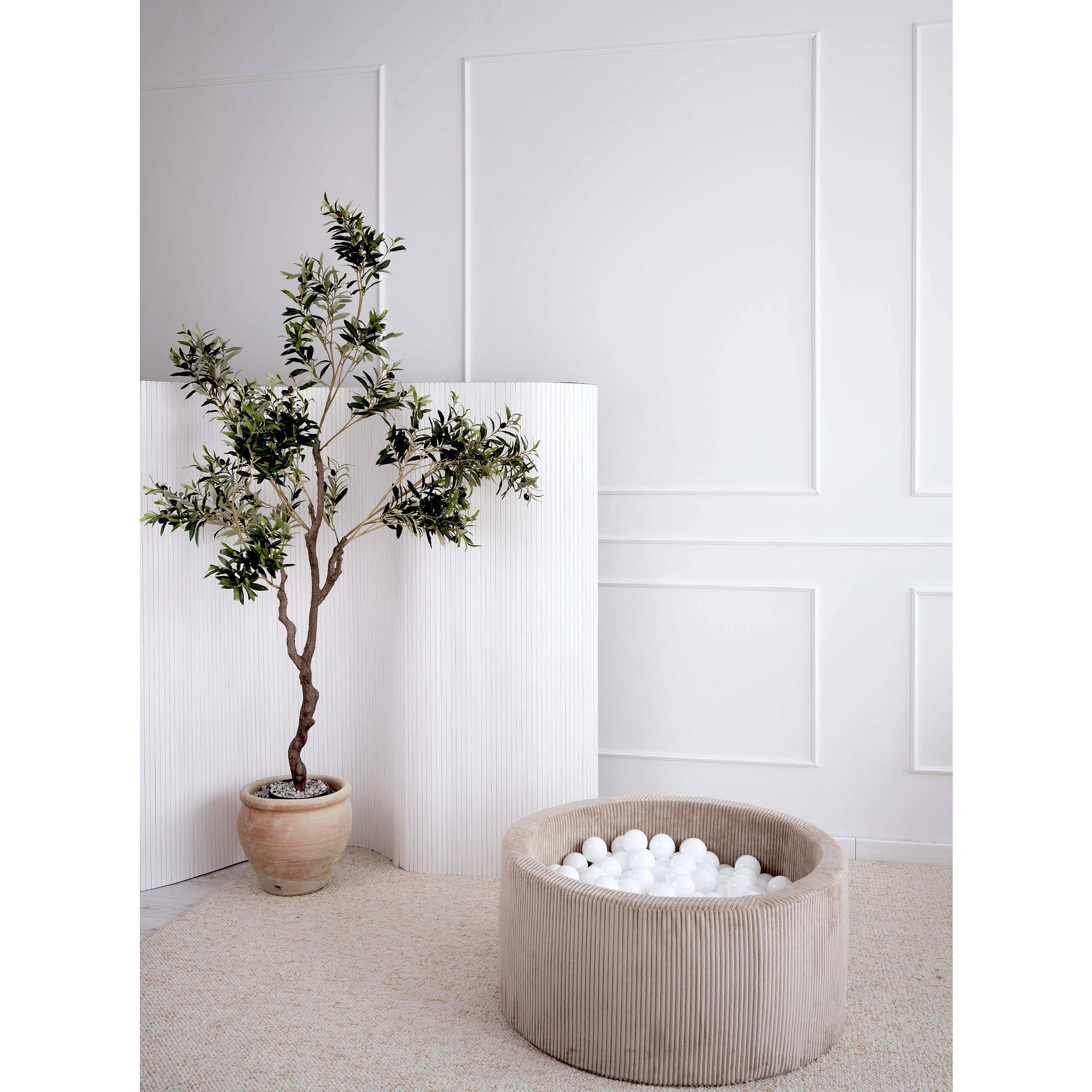 Басейн с топки Rib Velvet, бежов - 90x40 см