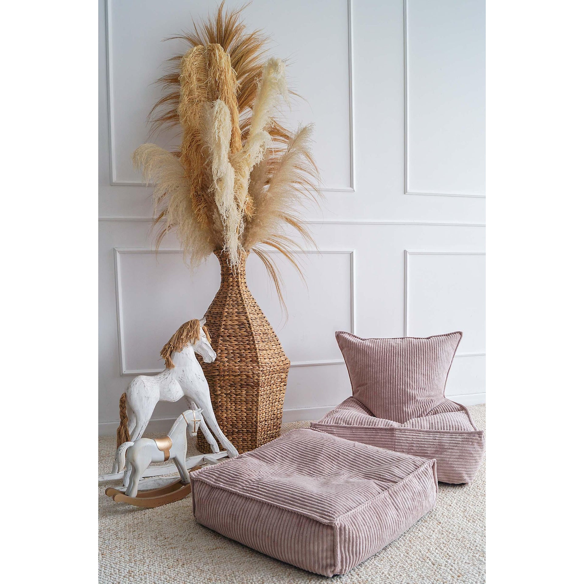 Пуф Rib Velvet, мръсно розово