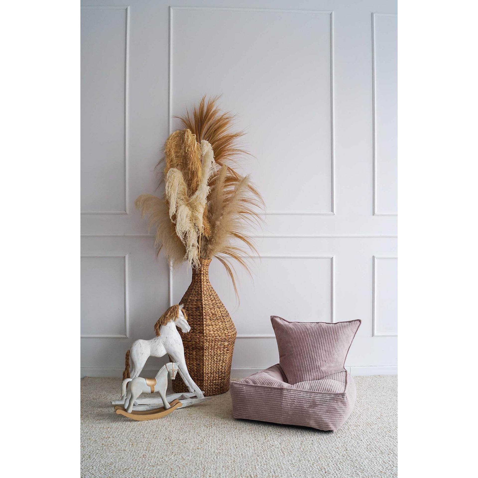 Пуф Rib Velvet, мръсно розово